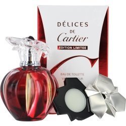 Cartier Delices De for Women 2 Piece Gift Set (Eau De Toilette Spray, Solid Perfume), 1.6 Ounce