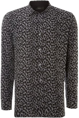 Diesel Men's Leopard Print Long Sleeve Shirt