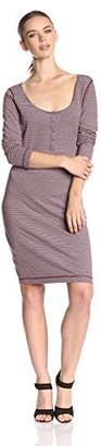 Three Dots Women's Reversible 3/4 Sleeve Stripe Dress