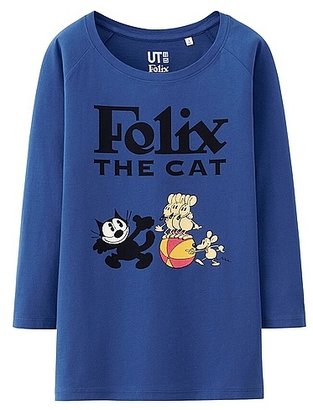 Uniqlo WOMEN Felix The Cat 3/4 Sleeve T-Shirt