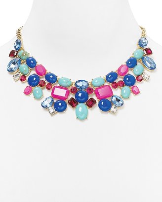 Aqua Multicolor Bib Necklace, 14"