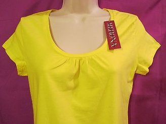 Merona NWT Women's XL Yellow/Black Stretch Short Sleeve Scoop Neck Shirt Top