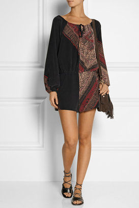 Finds + Stone Cold Fox Phoenix printed washed-silk playsuit