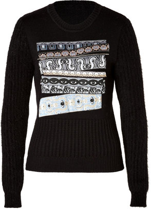 Kenzo Wool-Angora Blend Embroidered Pullover in Black