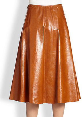 Lafayette 148 New York Leather Suzie Flared Skirt