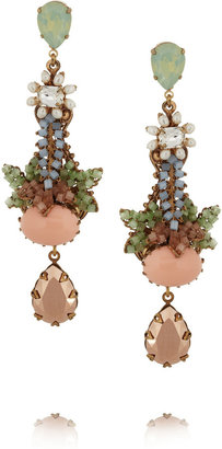 Swarovski Bijoux Heart Gold-plated, crystal and chrysolite drop earrings