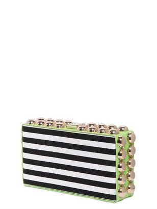 DSQUARED2 Striped Cotton Canvas & Ayers Box Clutch
