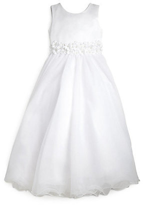 Joan Calabrese Girl's Floral Satin & Tulle First Communion Dress
