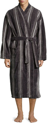 Ike Behar Terry Cloth Stripe Robe, Navy