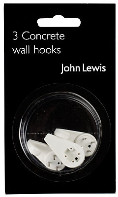 John Lewis 7733 John Lewis Concrete Wall Hooks, Set of 3