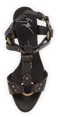 Giuseppe Zanotti T-Strap Harness Sandal, Black