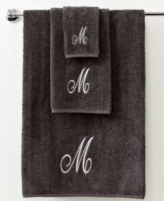 Avanti Bath Towels, Monogram Initial Script Granite and Silver 27" x 52" Bath Towel