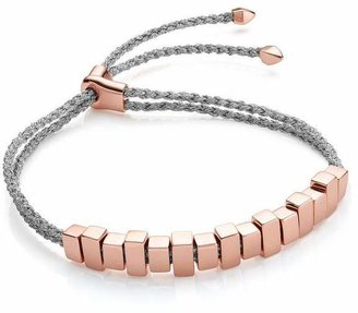 Monica Vinader Rose Gold Vermeil Linear Ingot Cord Friendship Bracelet
