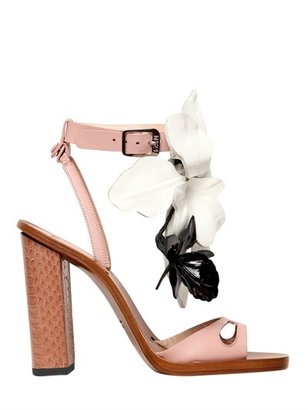 N°21 110mm Patent Leather Flower Sandals