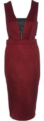 River Island Dark red contrast panel cut out pencil dress