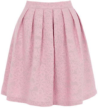 Warehouse Jacquard Floral Skirt, Pink Pattern
