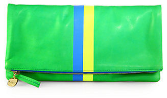 Clare Vivier Striped Fold-Over Clutch