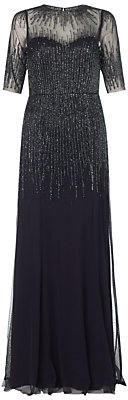Adrianna Papell Long Beaded Gown, Midnight Blue
