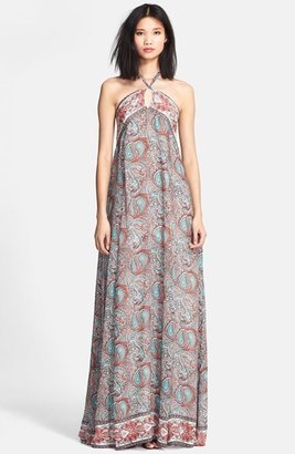 Rachel Zoe 'Tish' Print Silk Halter Maxi Dress