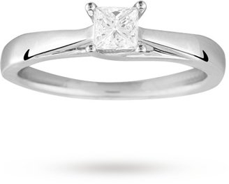 Princess Cut 0.30 Carat Solitaire Diamond Ring In 18 Carat White Gold