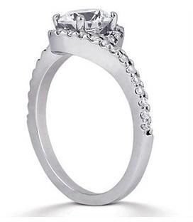 Halo Engagement Bridal Ring Set Band Vintage 1.01 Ct Real Diamond 14K White Gold