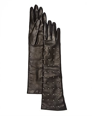 Bloomingdale's Studded Long Leather Gloves