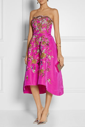 Oscar de la Renta Embroidered silk-faille dress