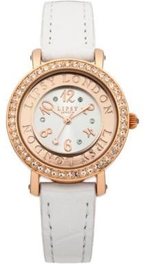 Lipsy Ladies white skinny croc strap watch with rose gold tone dial