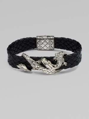 John Hardy Silver Dragon & Leather Bracelet/Brown