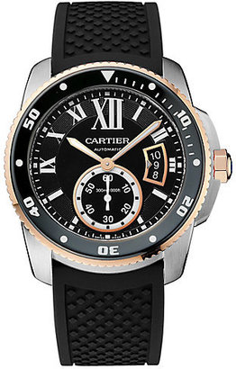 Cartier Calibre de Diver 18K Rose Gold, Stainless Steel & Rubber Strap Watch