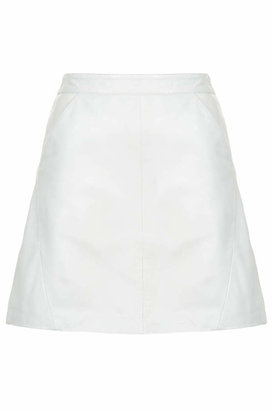 Topshop Tall exclusive white leather a-line skirt. 100% leather. dry clean only.