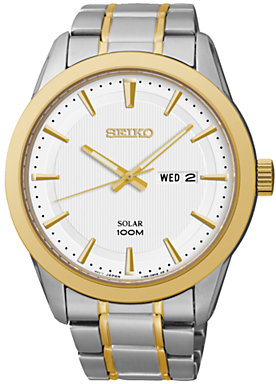 Seiko SNE364P1 Men's Solar Watch, Gold  Silver