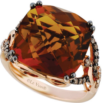 LeVian Quartz (13-1/2 ct. t.w.) and Diamond (1/3 ct. t.w.) Ring in 14k Rose Gold