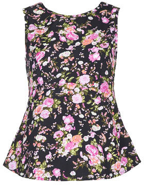 Topshop Womens **Floral Peplum Top by Annie Greenabelle - Pink