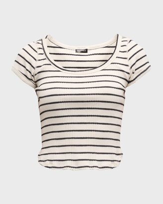 Mother The Itty Bitty Scoop Striped Tee