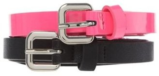 Red Herring Set of two florescent pink and black patent belts