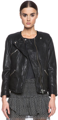 Etoile Isabel Marant Bradi Washed Lambskin Leather Jacket in Black