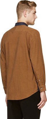 Umit Benan Brown Corduroy & Flannel Tobacco Shirt