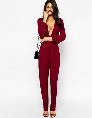 ASOS TALL Exclusive 70's Plunge Jumpsuit