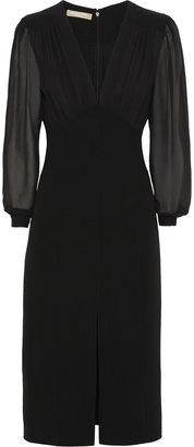 Michael Kors Silk-gossamer and stretch-wool jersey dress