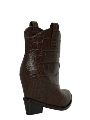 Giuseppe Zanotti 90mm Croc Embossed Leather Wedged Boots