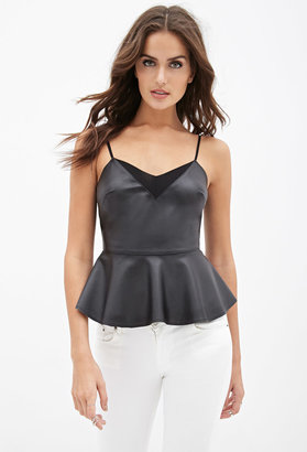 Forever 21 Forever21 Faux Leather Peplum Cami