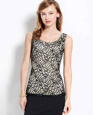 Ann Taylor Abstract Lace Shell