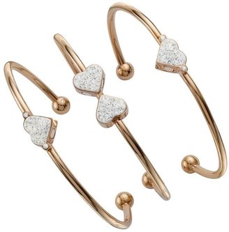 Folli Follie Crystal Set Heart 4 Heart Set of Three Rose Gold Plated Bracelets