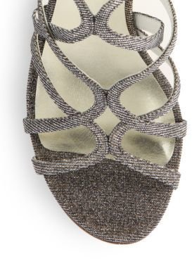 Stuart Weitzman Turning Up Shimmer Strappy Sandals