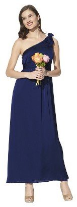 Women's Satin OneShoulder Rosette Maxi Bridesmaid Dress Fashion Colors - TEVOLIO