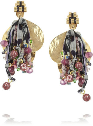 Etro + V&A gold-plated, tourmaline and silk clip earrings