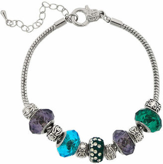 JCPenney DAZZLING DESIGNS Dazzling Designs Silver-Plated Blue, Purple & Green Glass Bead Bracelet