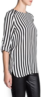 MANGO Studded striped blouse