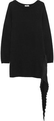 Vionnet Washed silk-paneled merino wool and cashmere-blend mini dress